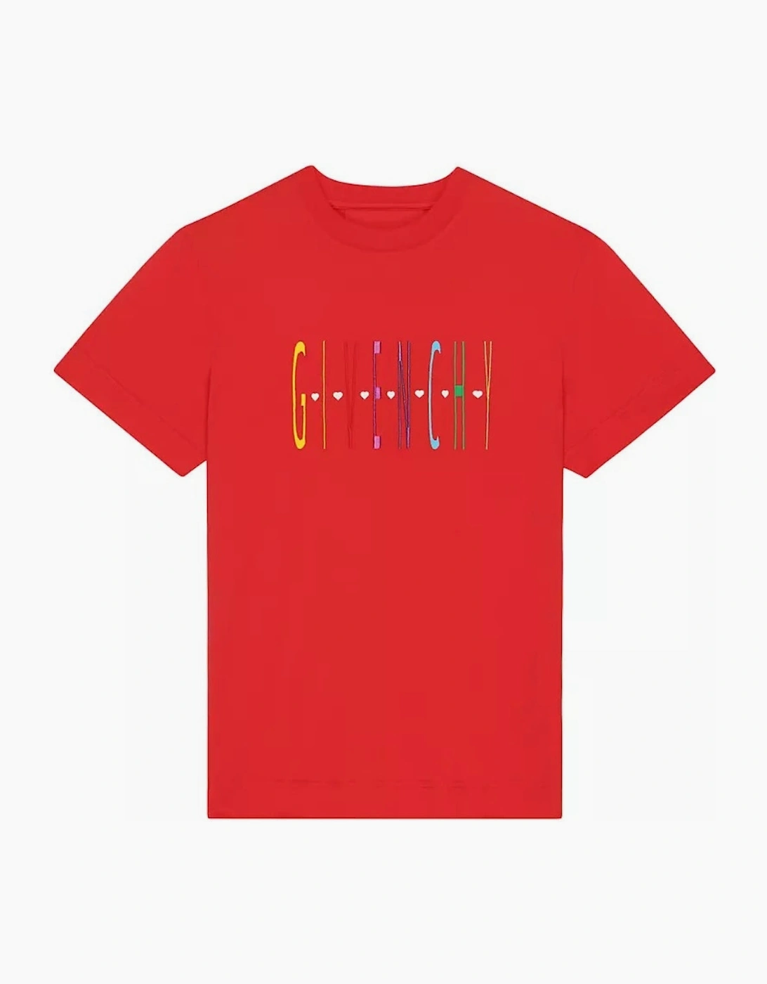 Givenchy Men's Red Heart Logo Slim Fit T-Shirt  38 M