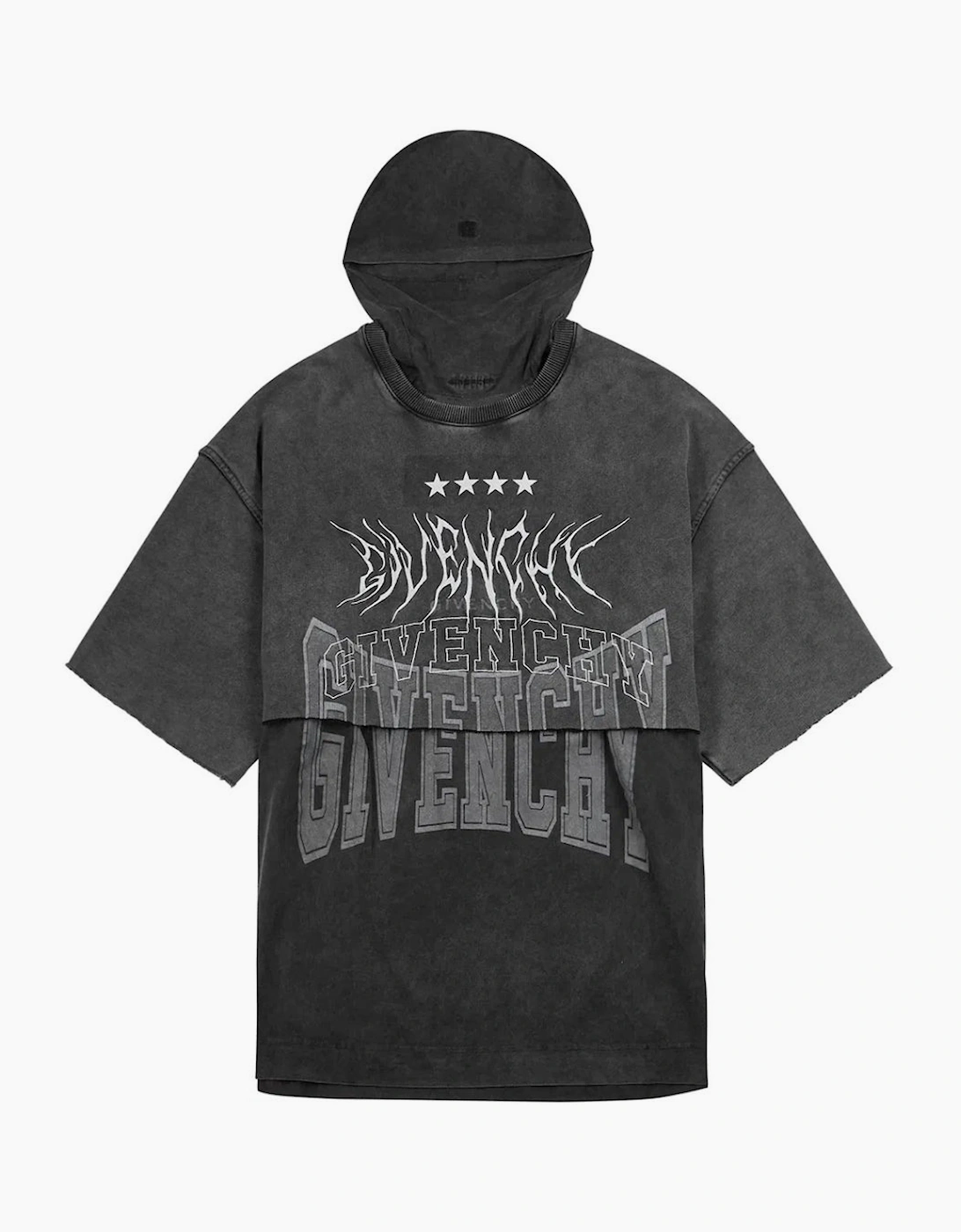 Men's Givenchy Overlapped Design Grey T-Shirt - Black - Size: 40
