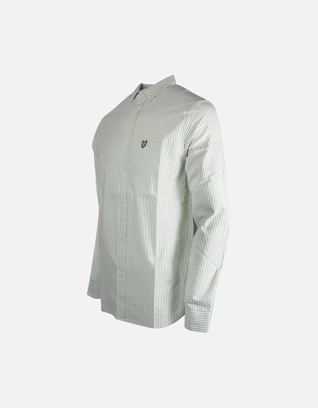 Lyle & Scott Seersucker Strike Long Sleeve Green Shirt