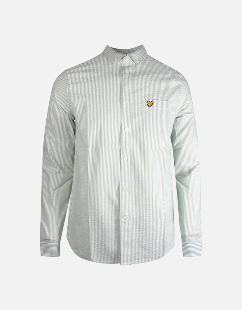 Lyle & Scott Seersucker Strike Long Sleeve Green Shirt