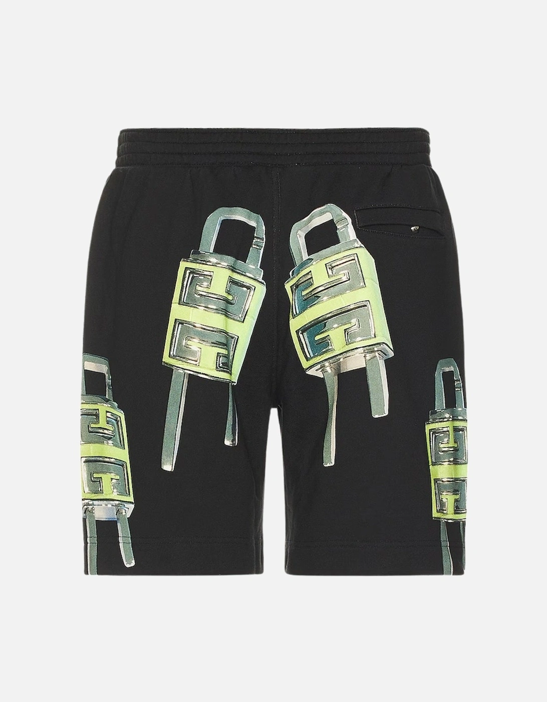 Padlock Design Board Fit Black Bermuda Shorts