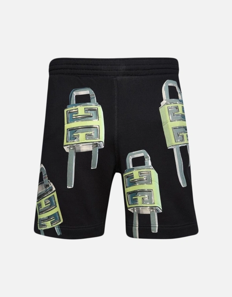 Padlock Design Board Fit Black Bermuda Shorts