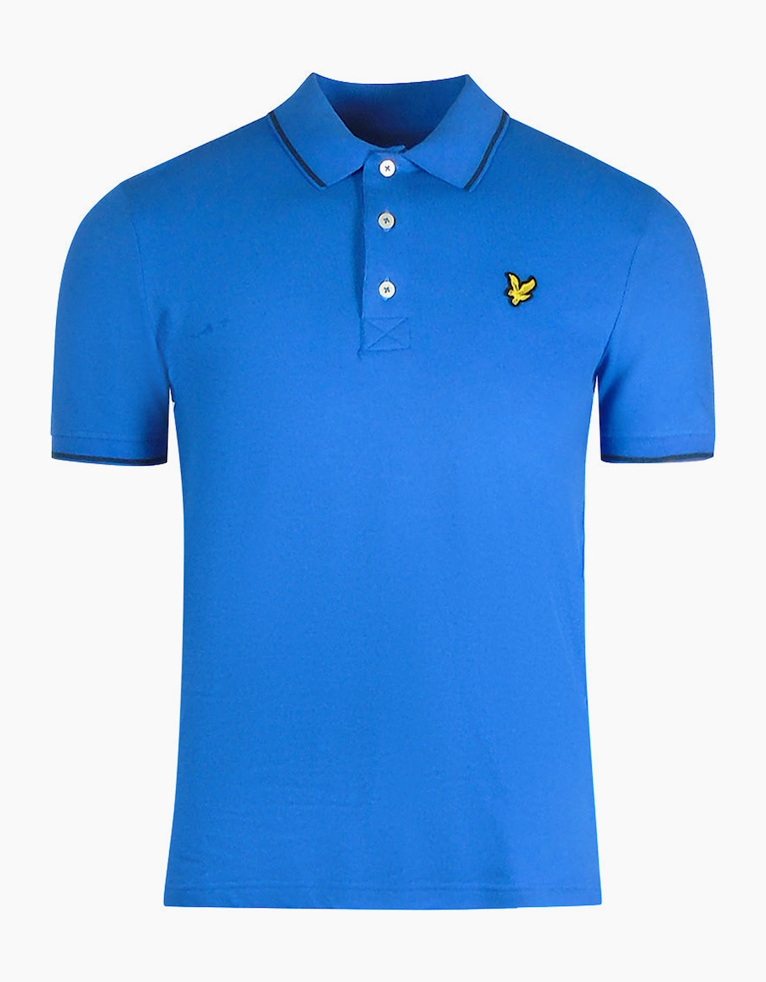 Men's Lyle & Scott Tipped Collar Spring Blue Polo Shirt - Size: 44