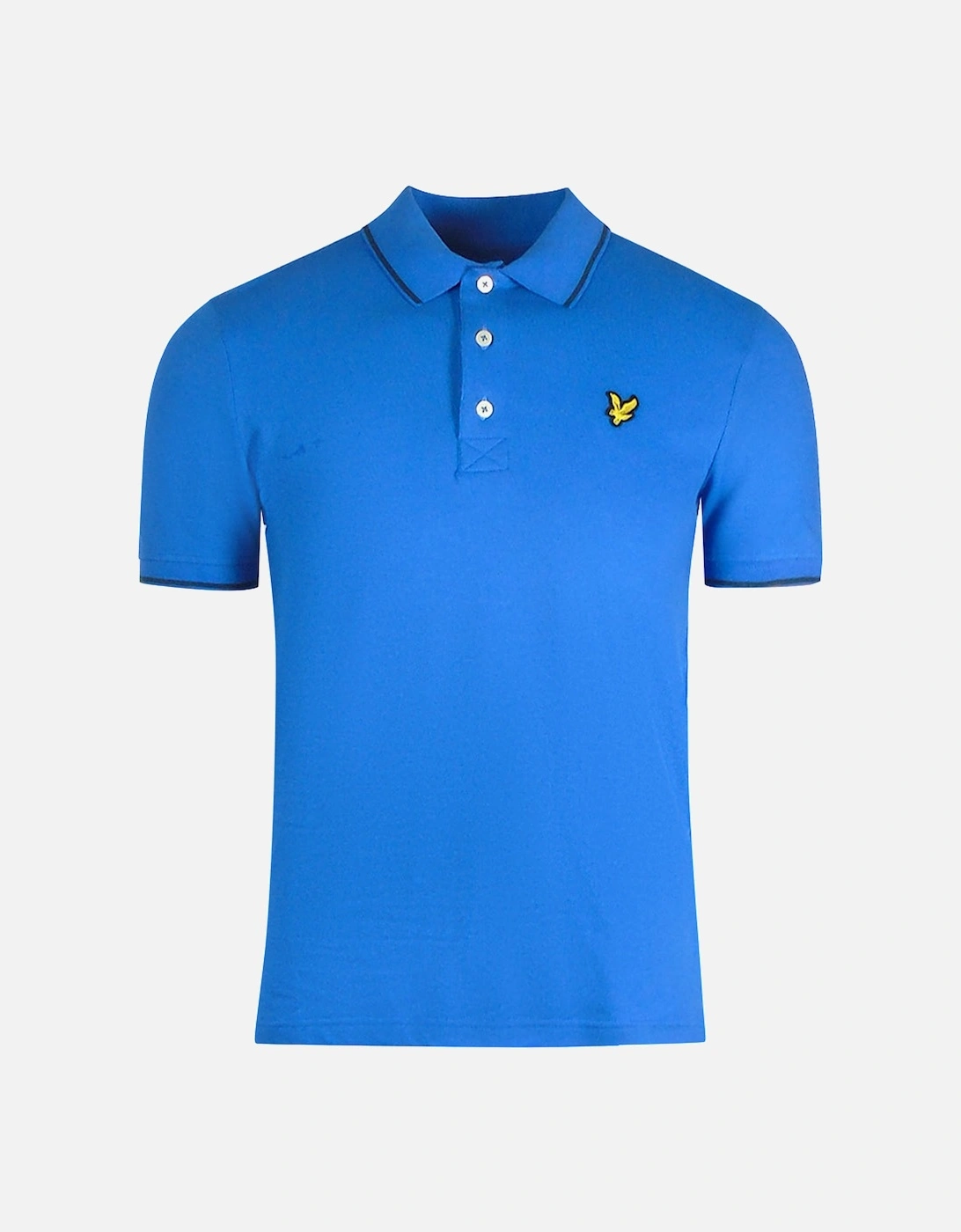 Lyle & Scott Tipped Collar Spring Blue Polo Shirt, 4 of 3