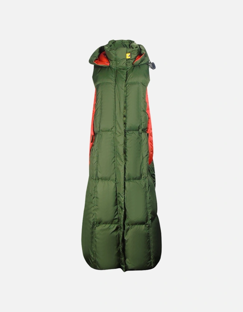 Lory Green Long Hooded Vest Down Jacket