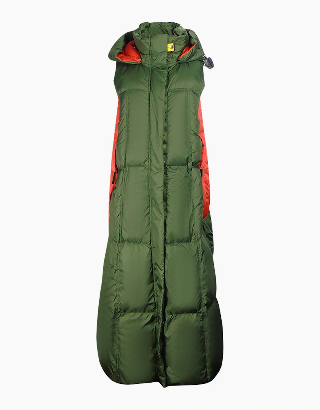 Women's Parajumpers Lory Green Long Hooded Vest Down Jacket - Tan - Size: 10/8