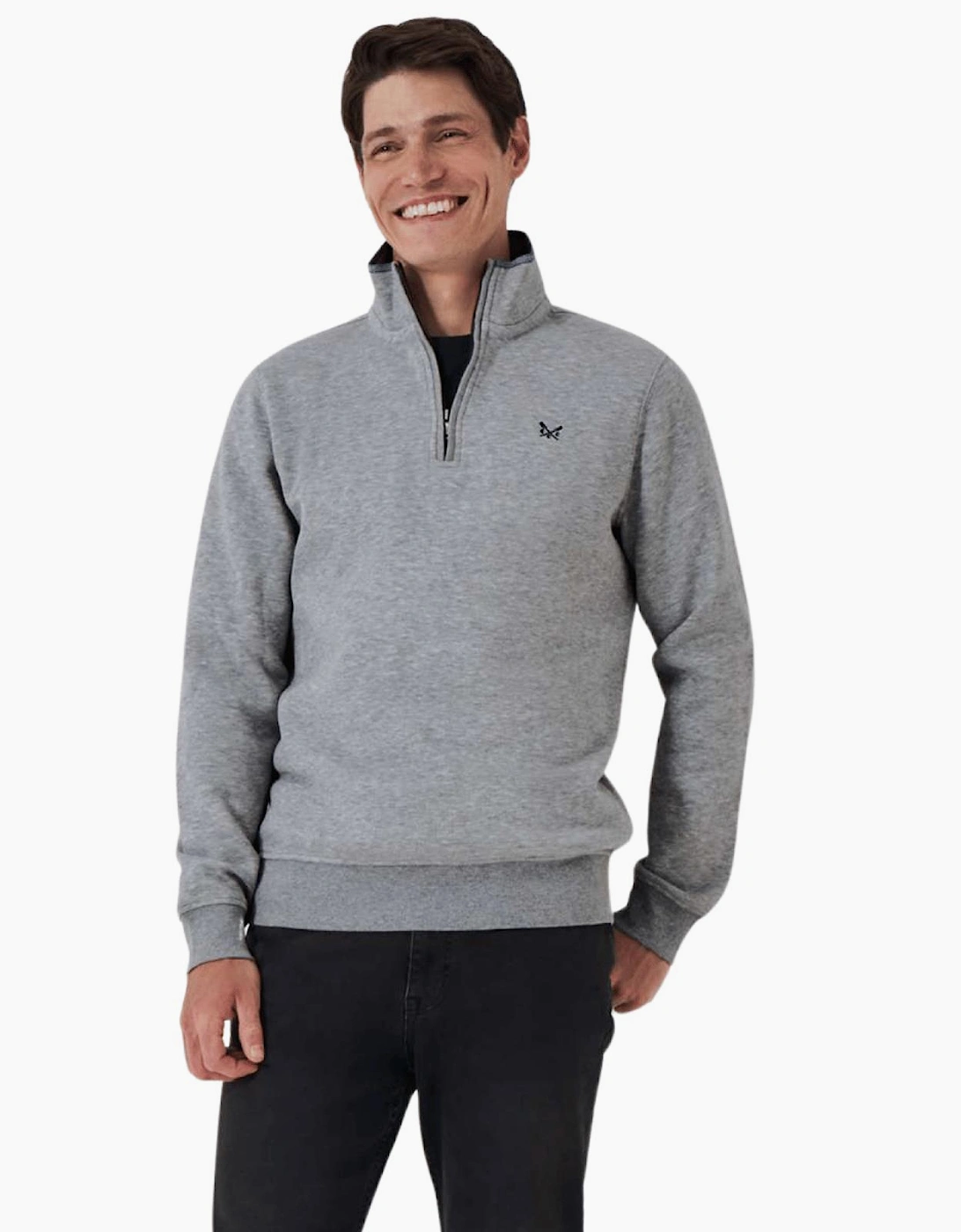 Crew Clothing Men's Grey Classic Half Zip Sweatshirt - Size: Xl