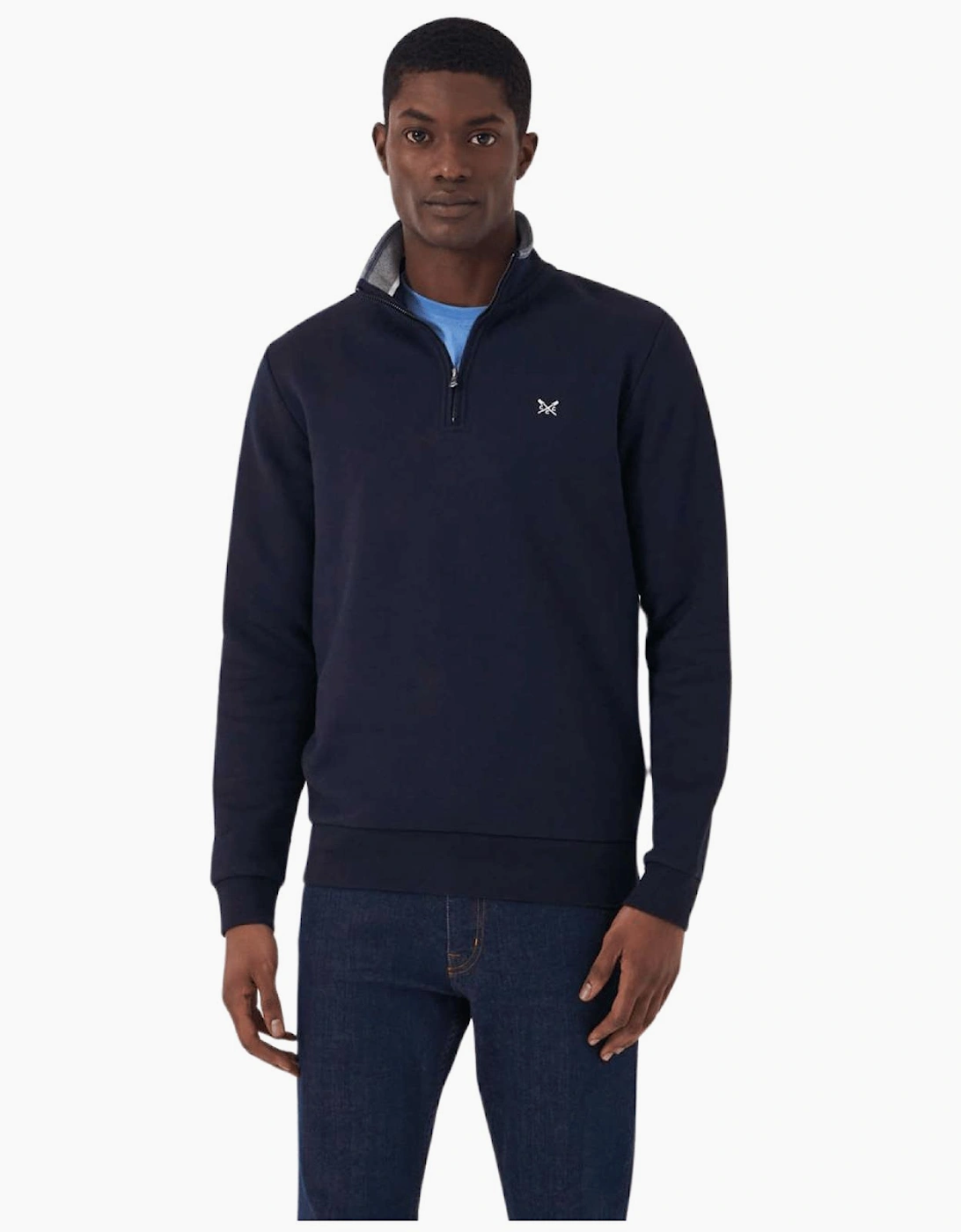 Crew Clothing Men's Heritage Dark Navy Classic Half Zip Sweatshirt - Size: Xl