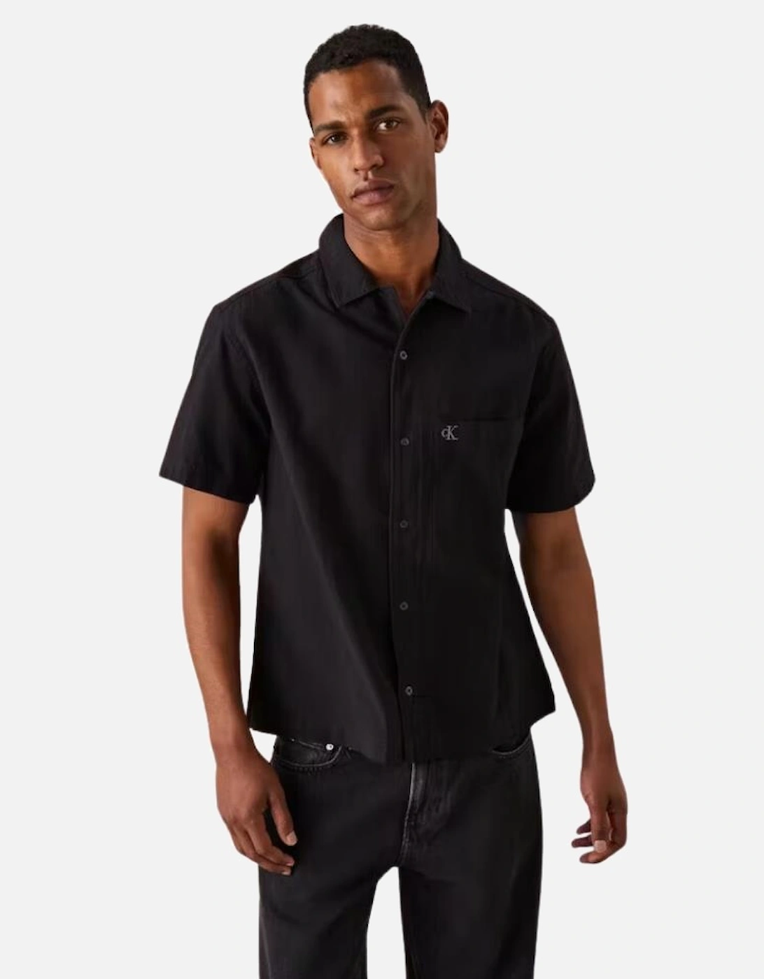 CKJ Textured Cotton SS Shirt - Black, 3 of 2