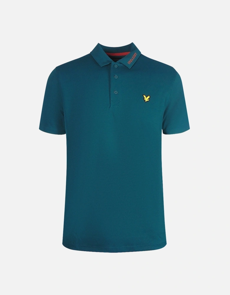 Lyle & Scott Collar Logo Short Sleeved Golf Green Polo Shirt