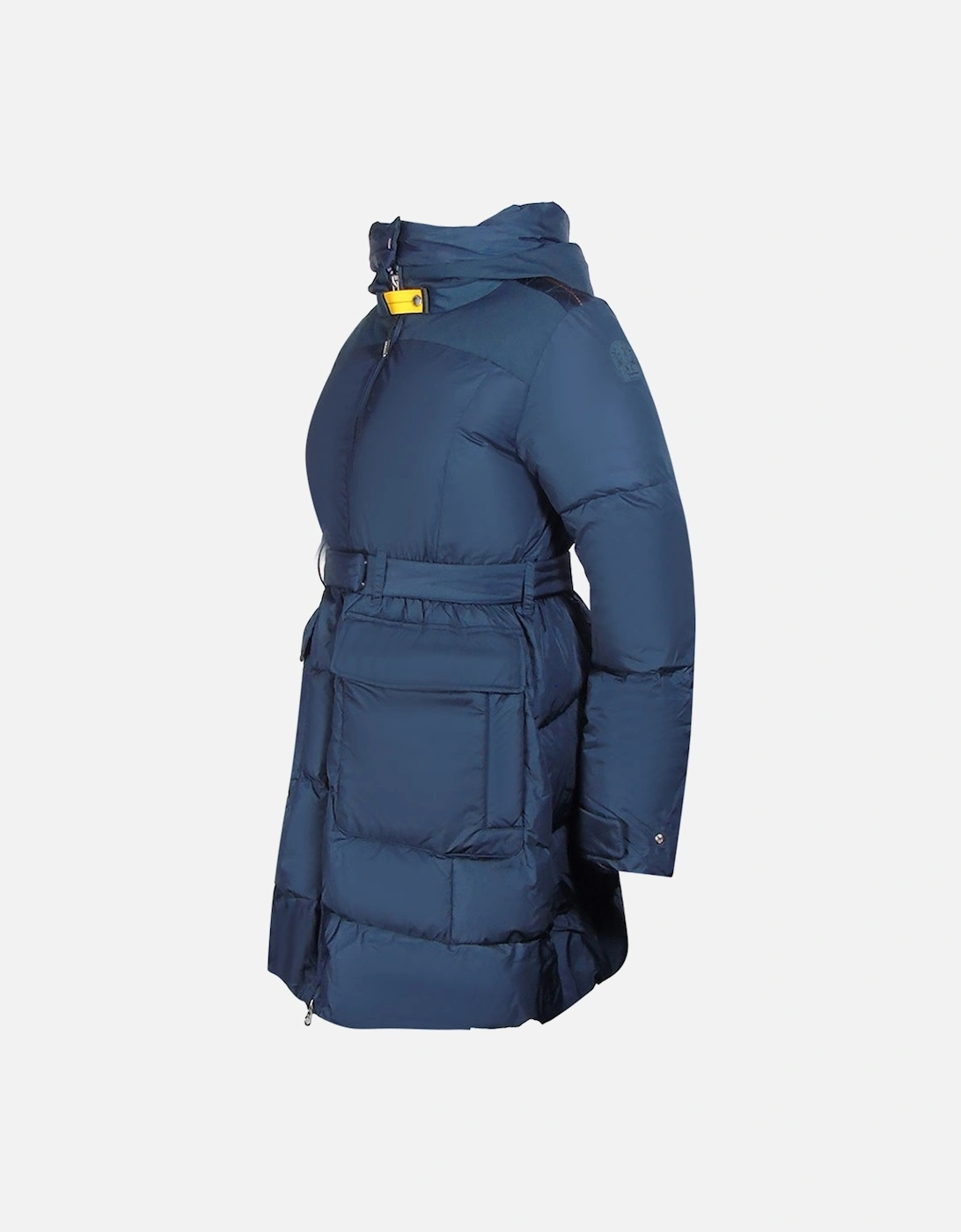 Moka Navy Blue Hooded Long Down Jacket