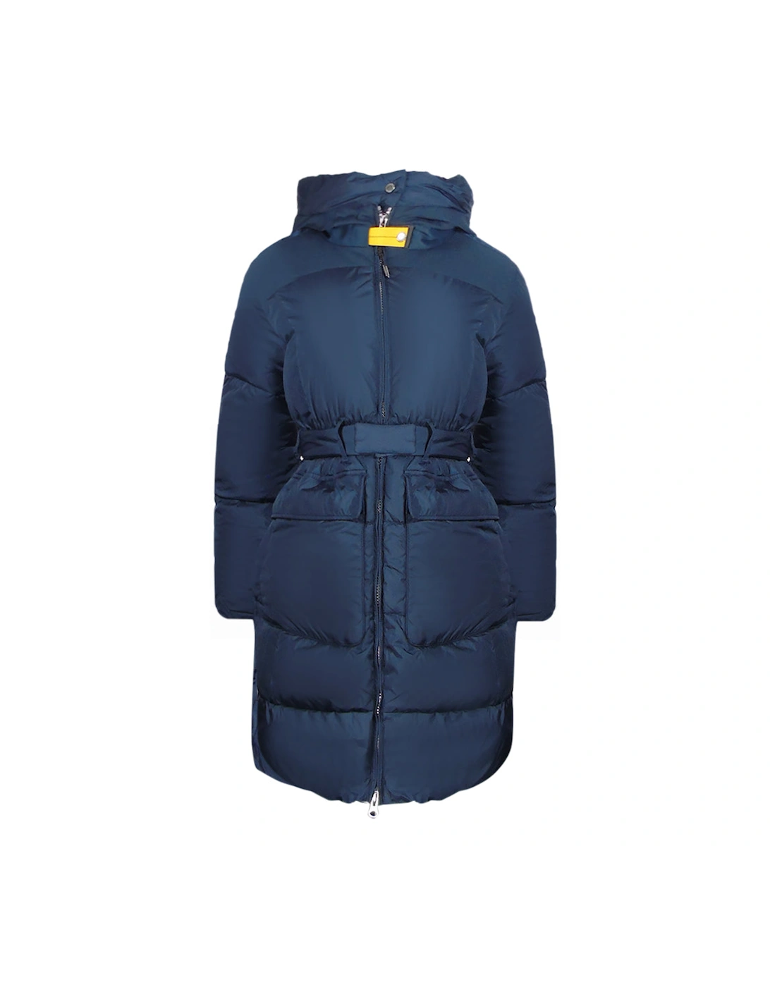 Women's Parajumpers Moka Navy Blue Hooded Long Down Jacket - Size: 10/8