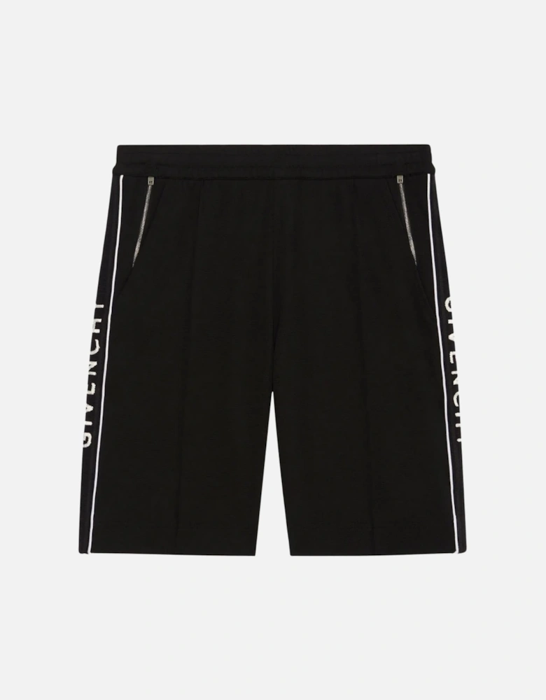 Classic Fit Branded Side Logo Black Shorts