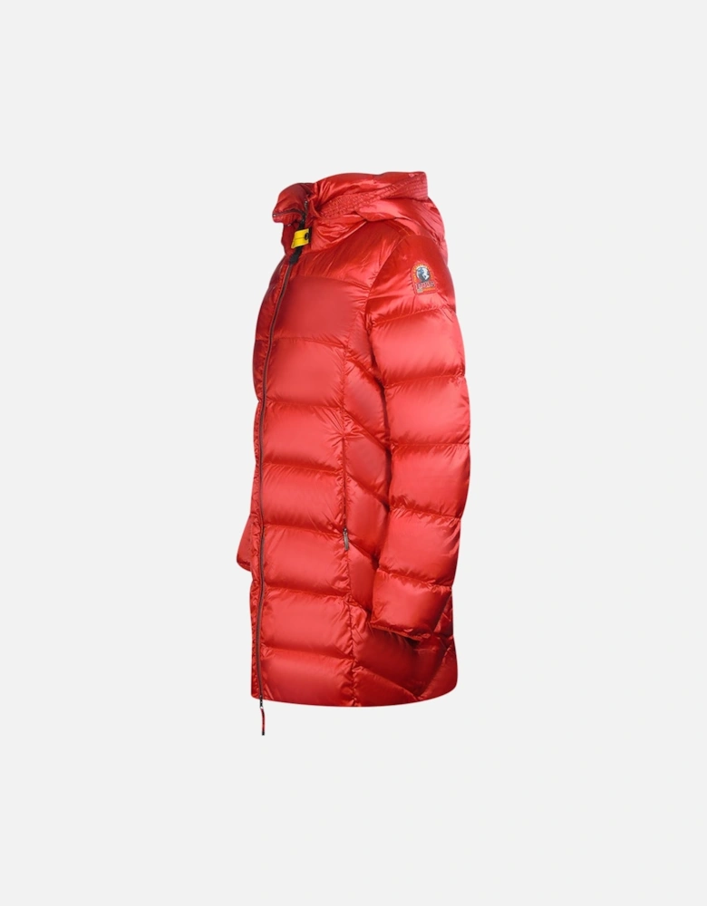 Marion Red Long Hooded Down Jacket