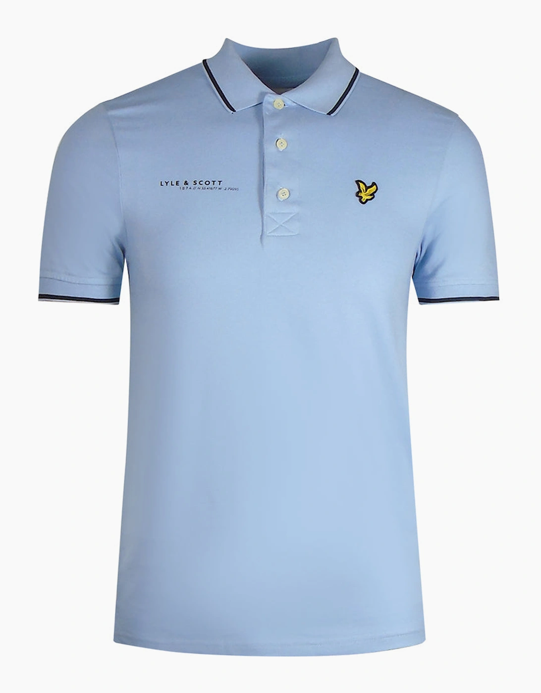 Men's Lyle & Scott Co-Ordinates Print Tipped Collar Light Blue Polo Shirt - Size: 40