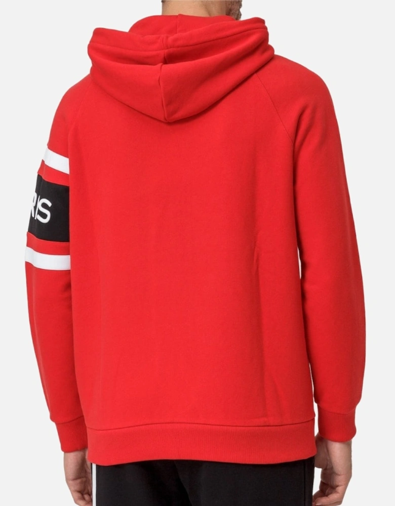 Paris Embroidered Logo Red Hoodie