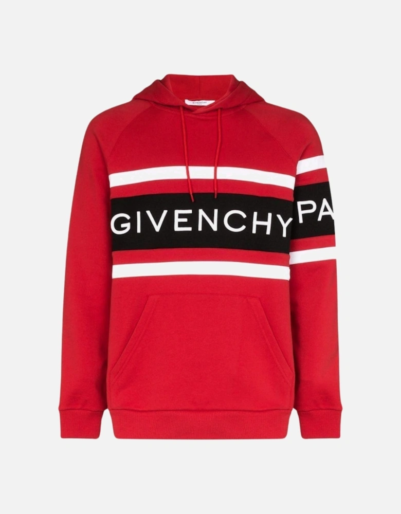 Paris Embroidered Logo Red Hoodie