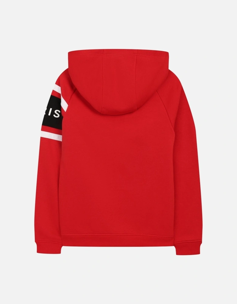 Paris Embroidered Logo Red Hoodie