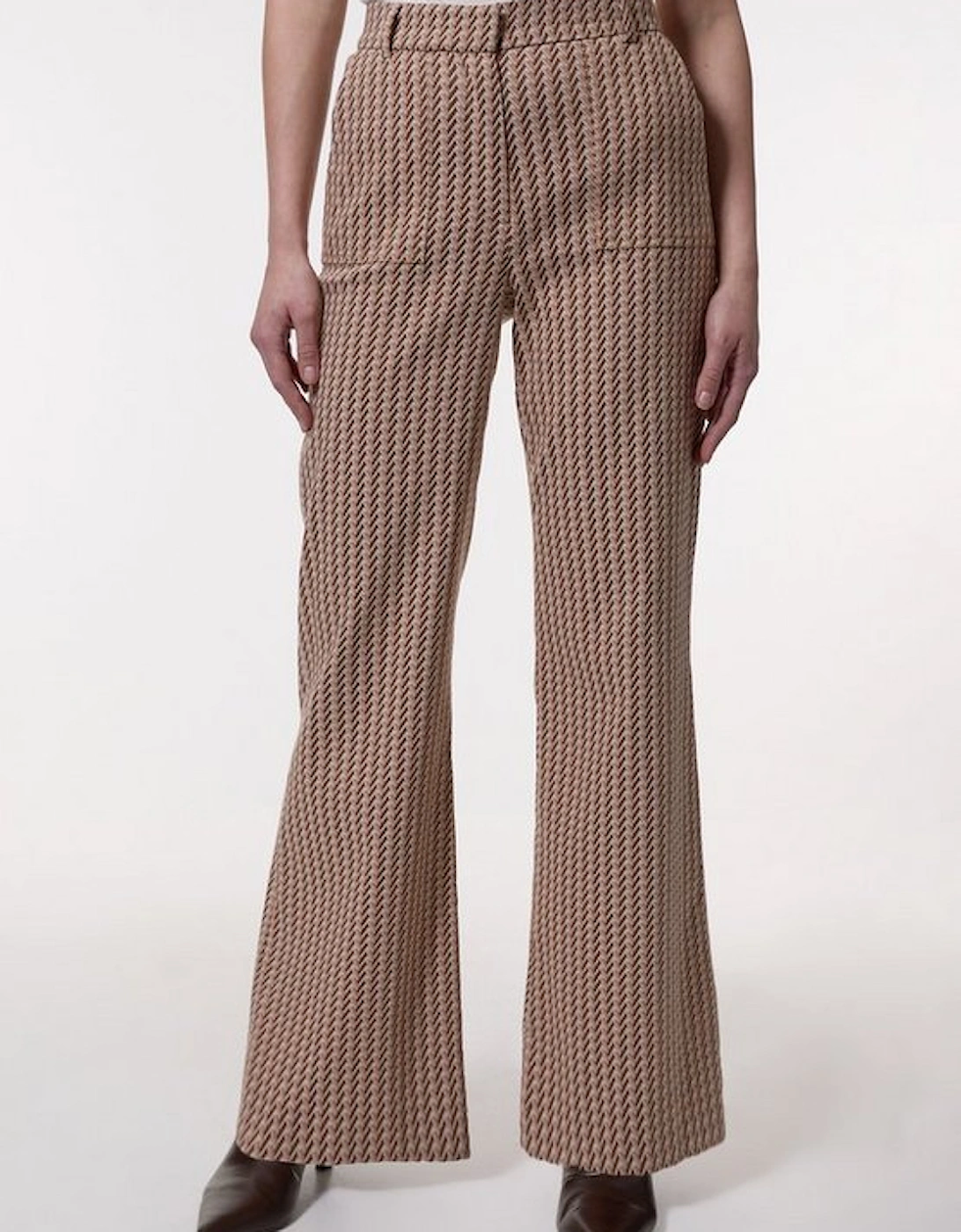 Jacquard Tailored Flared Straight Leg Trouser