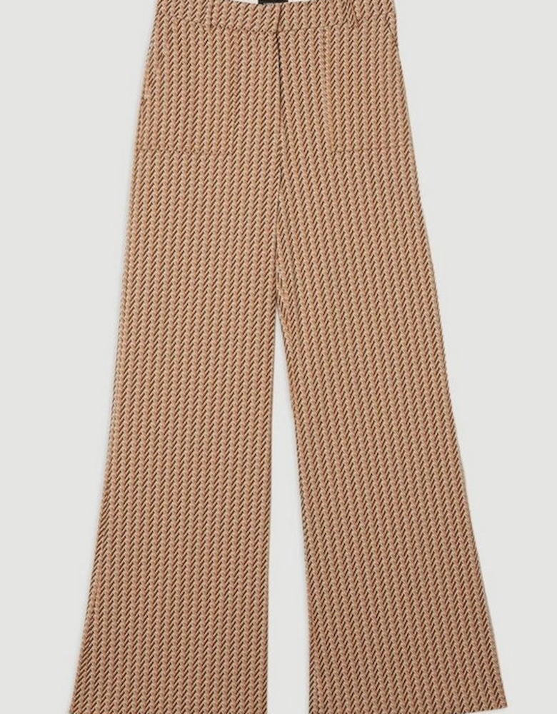 Jacquard Tailored Flared Straight Leg Trouser