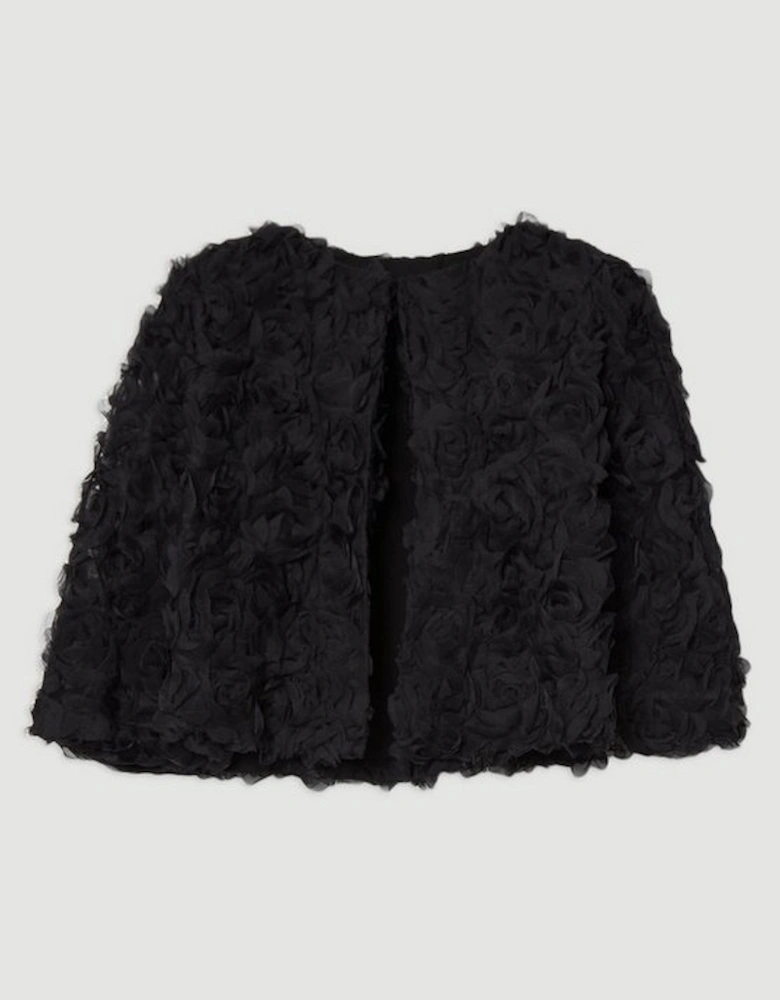 Textured Rosette Woven Cropped Cape