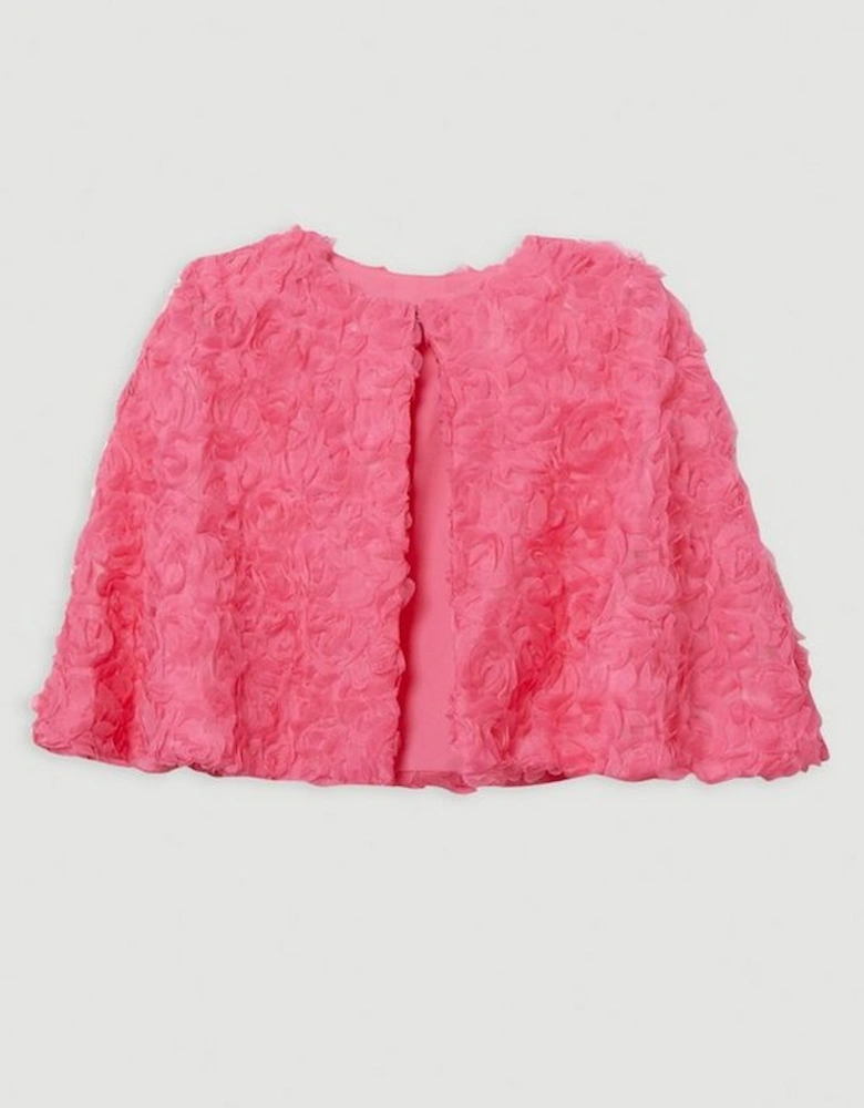 Plus Size Textured Rosette Woven Cropped Cape