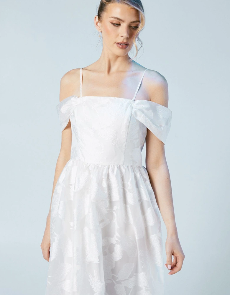 Bardot Organza Jacquard Full Skirted Wedding Dress