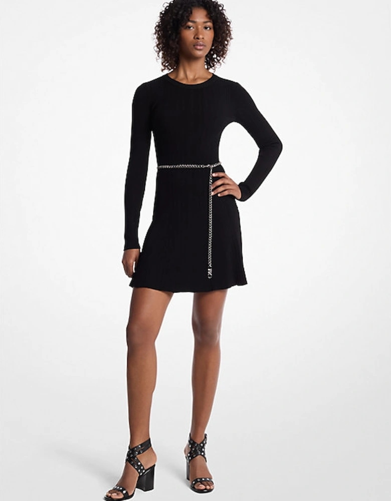 Stretch Knit Belted Dress