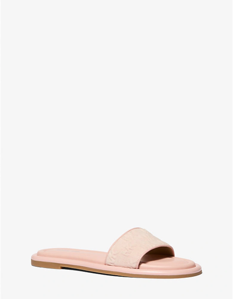 Dana Logo Embossed Denim Slide Sandal