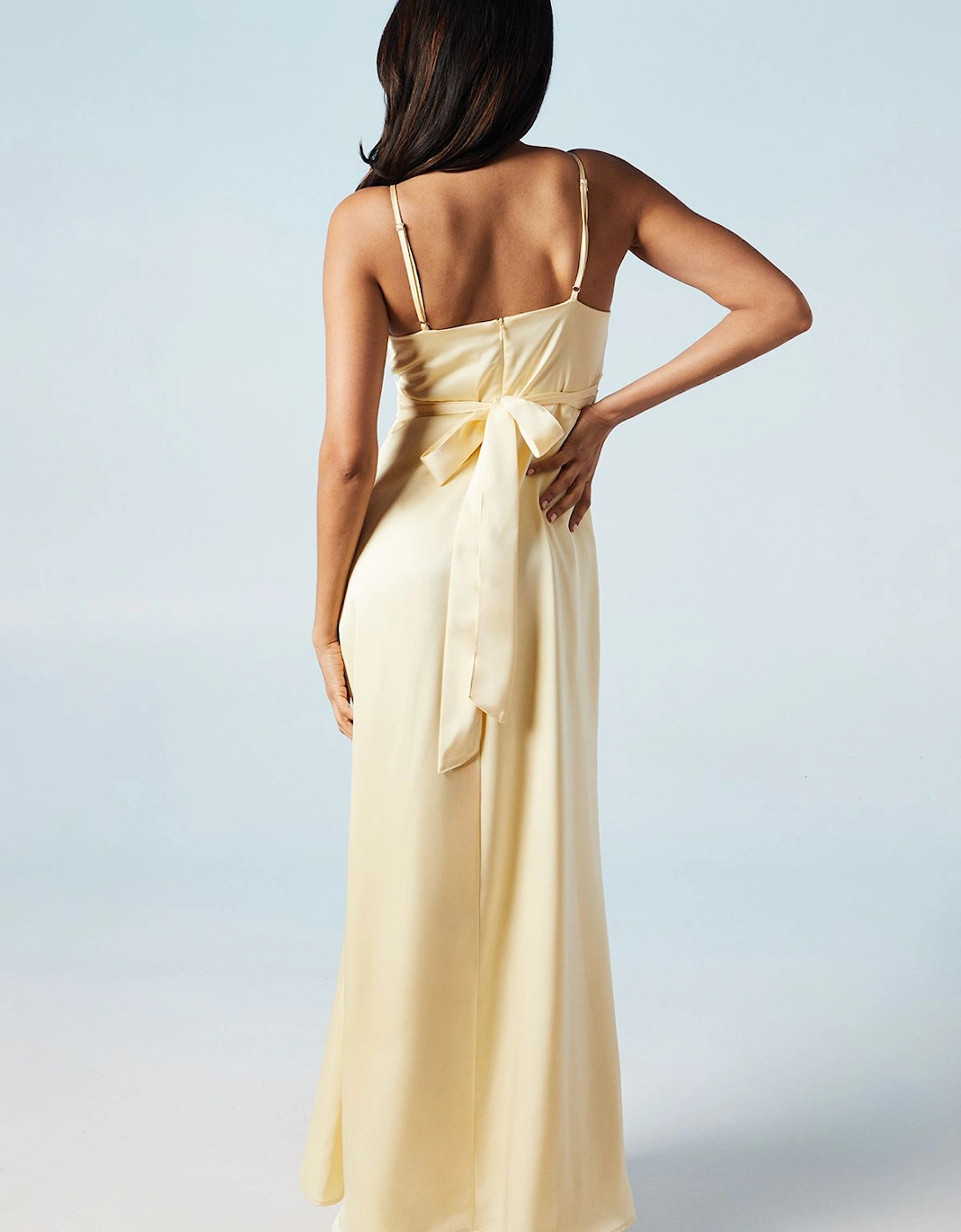 Wrap Waist Satin Cami Bridesmaids Dress