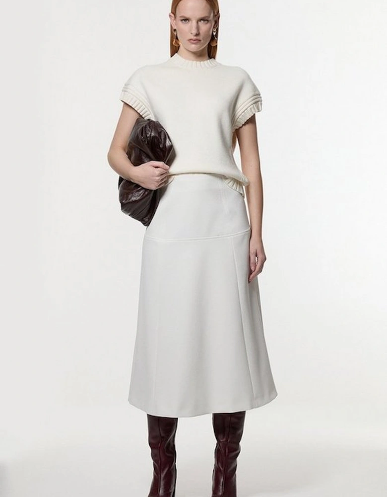 Tailored Textured Full Midi Skirt