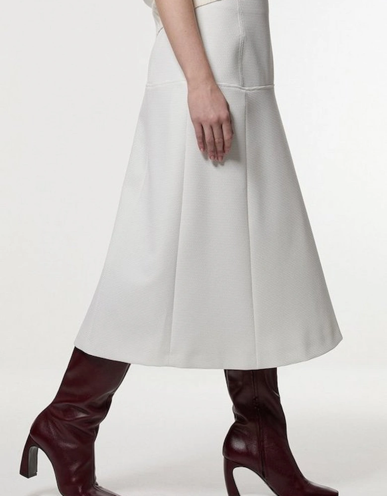 Tailored Textured Full Midi Skirt