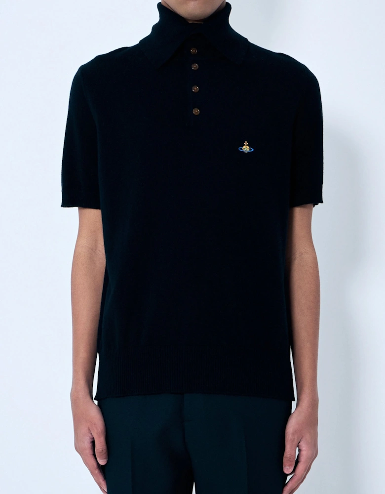 Alex Knitted Polo Black