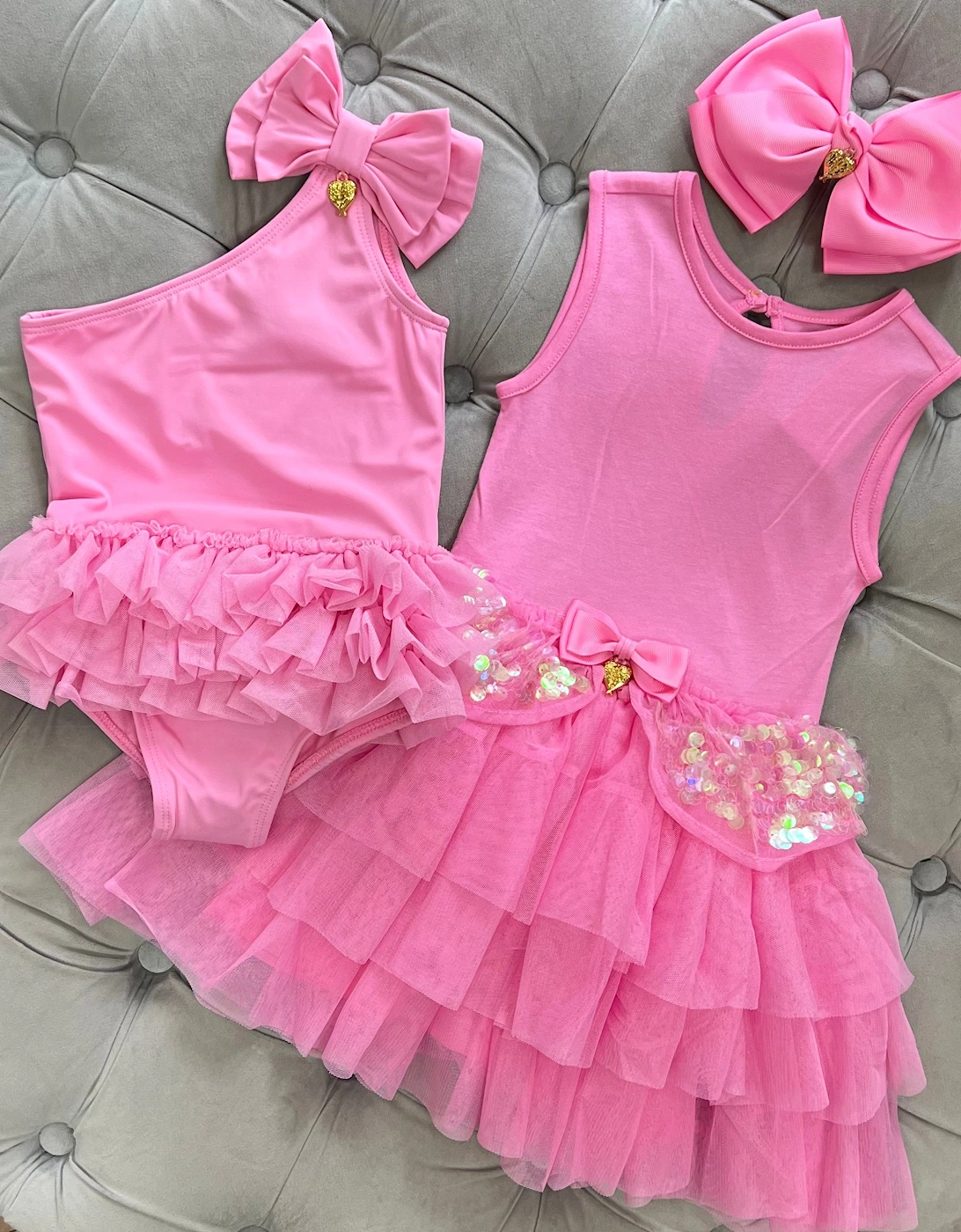 Pink Bow Shoulder Swimsuit