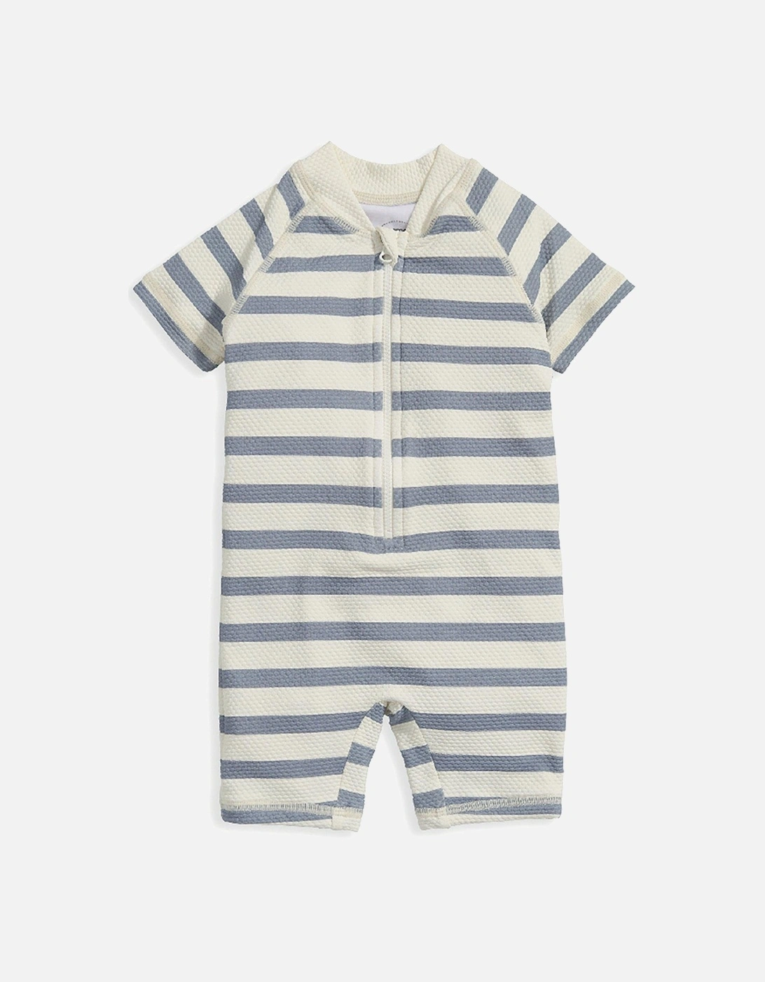 Baby Boys Short Sleeved Textured Stripe Rashsuit - Blue, 2 of 1