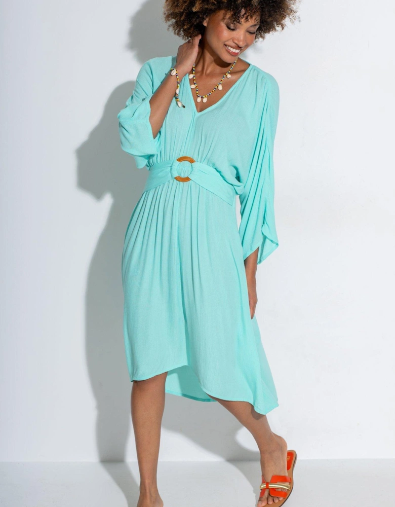 Crinkle O-Ring Midi Beach Kaftan