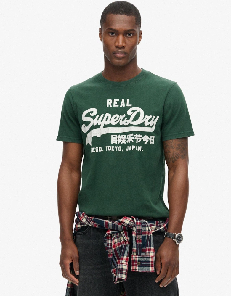 Classic Vintage Graphic Printed T-Shirt - Green