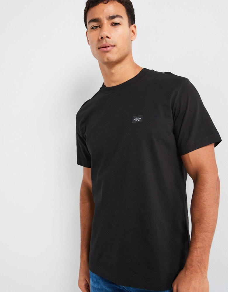 Left Chest Woven Patch Regular T-Shirt - Black