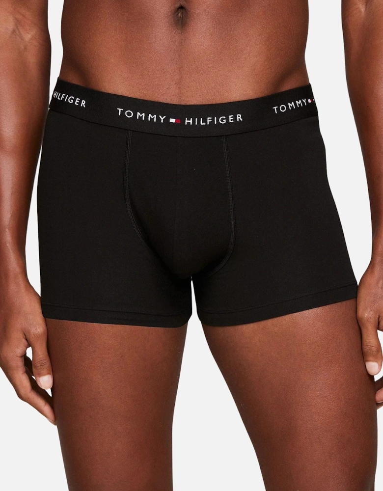 3-Pack Signature Cotton Boxer Trunks, All Black