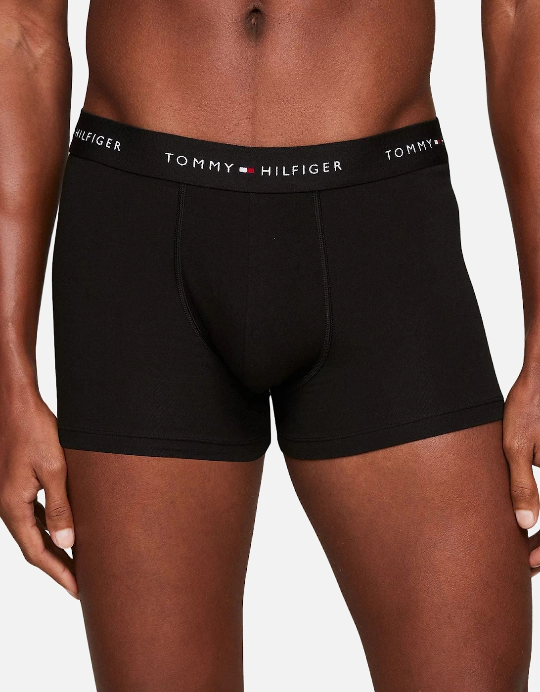 3-Pack Signature Cotton Boxer Trunks, All Black