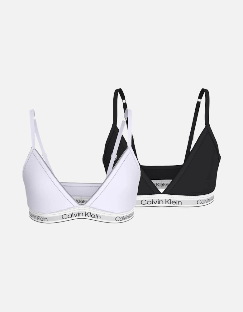 Girls 2-Pack Modern Cotton Triangle Bralettes, Black/White