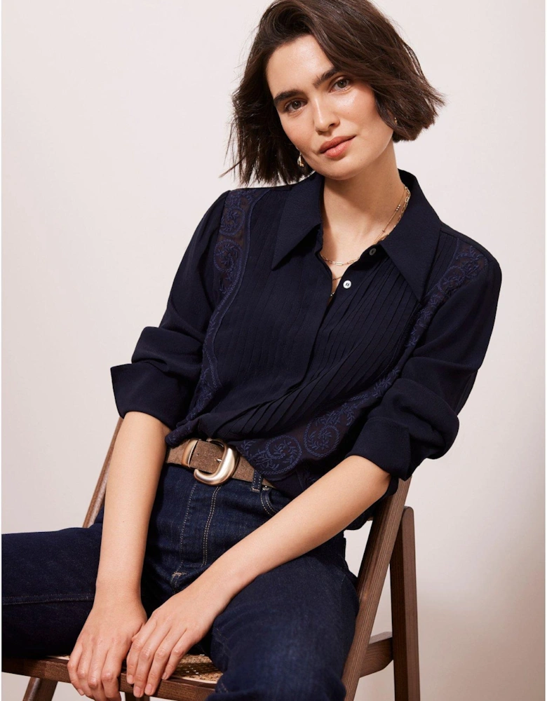 Embroidered Shirt - Navy