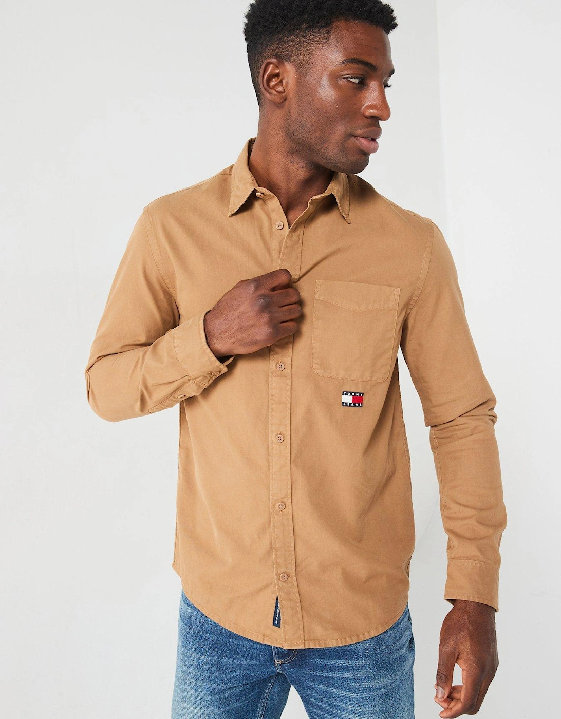 Regular Fit Badge Flag Washed Twill Pocket Shirt - Beige, 7 of 6