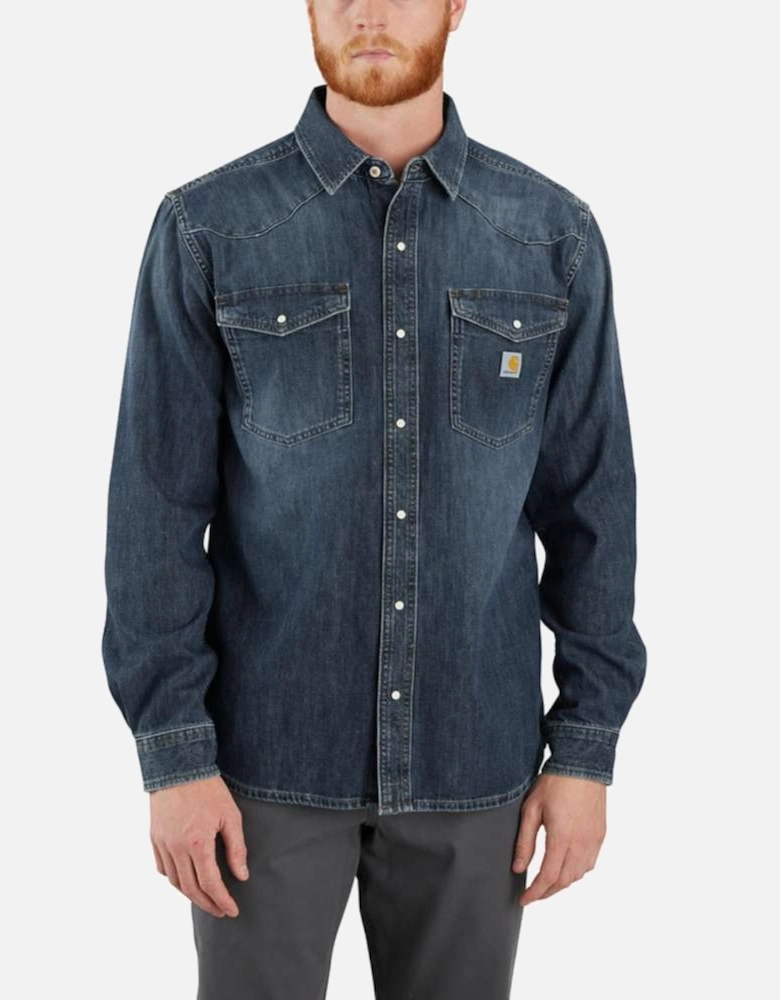 Carhartt Mens Denim Long Sleeve Snap Front Overshirt