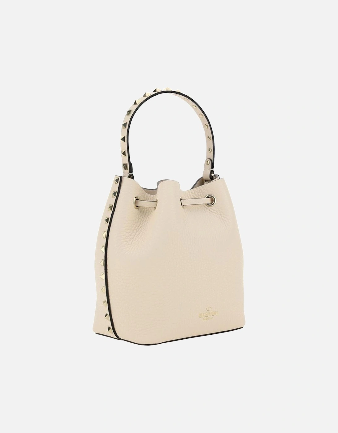 Drawstring Bucket Bag with Studded Handle Women - Cream Messenger Bags