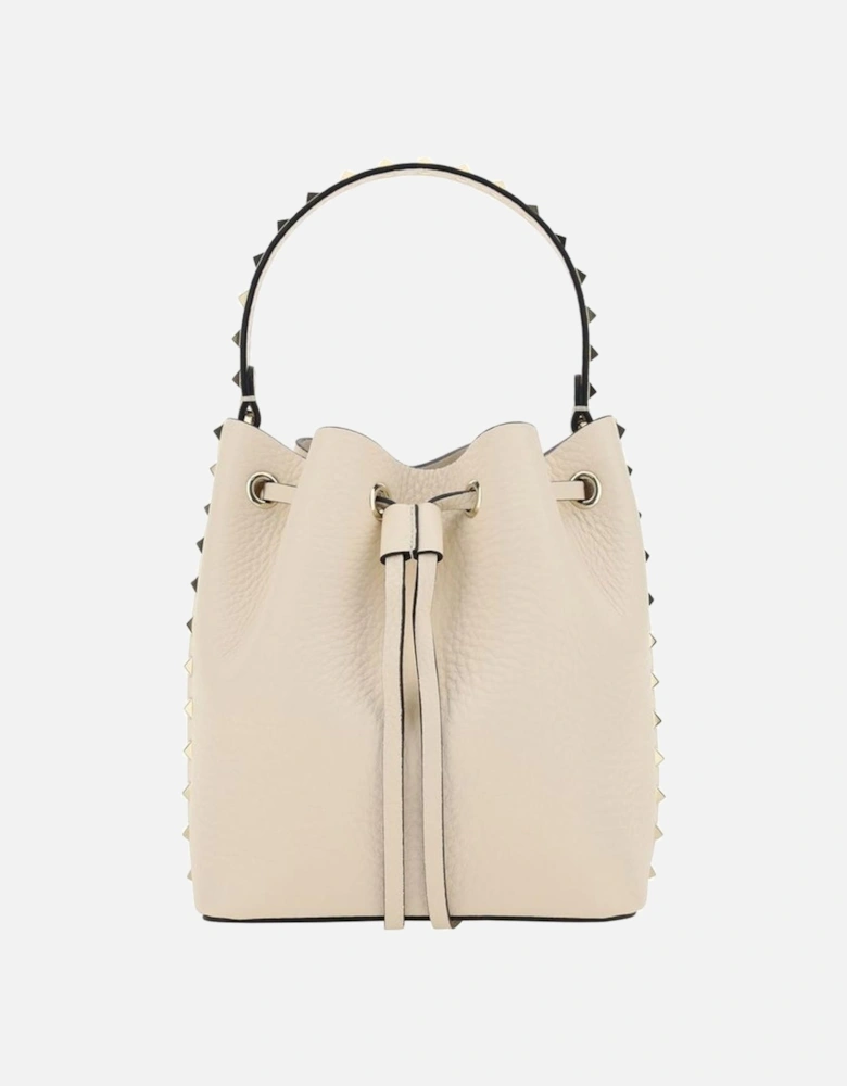 Drawstring Bucket Bag with Studded Handle Women - Cream Messenger Bags