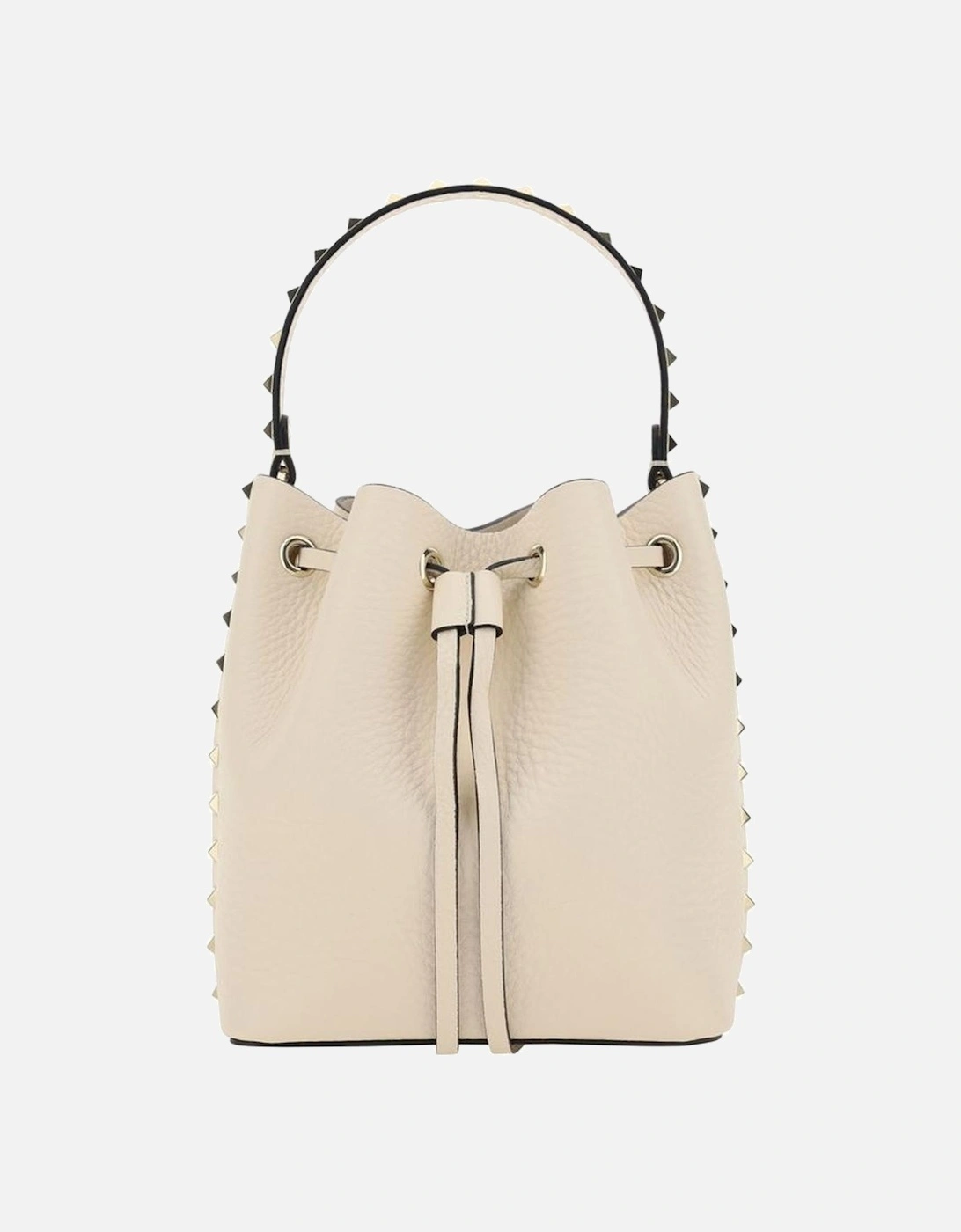 Drawstring Bucket Bag with Studded Handle Women - Cream Messenger Bags, 5 of 4