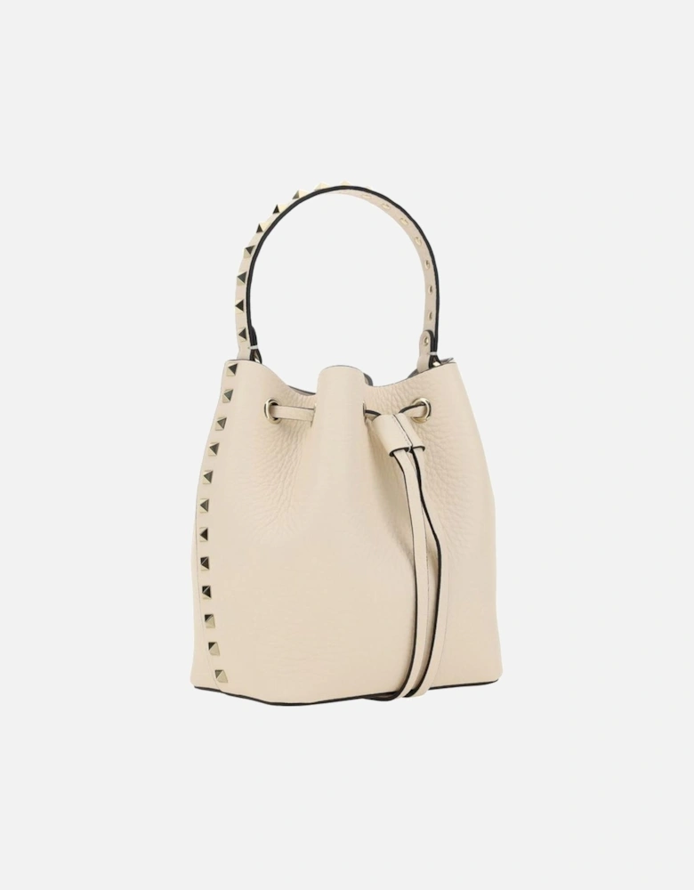 Drawstring Bucket Bag with Studded Handle Women - Cream Messenger Bags