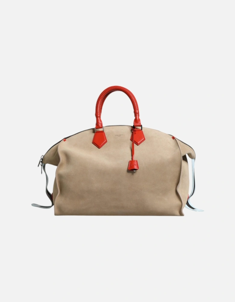 Soft Suede Duffle Bag with Double Handles Women - Beige Luggage