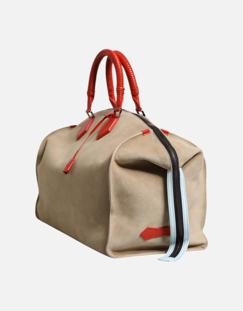 Soft Suede Duffle Bag with Double Handles Women - Beige Luggage